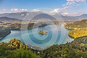 Panoramic view of Lake Bled, Slovenia