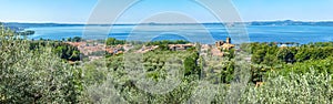 Panoramic view of Lake Bolsena, province of Viterbo, Lazio, Italy photo
