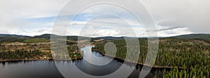 Panoramic View of a Lake in the Canadian Landscape