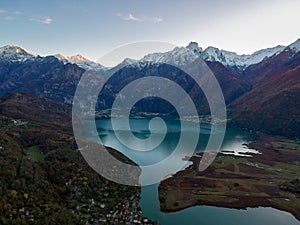 Panoramic view of Lake Como, Aerial view, Autumn