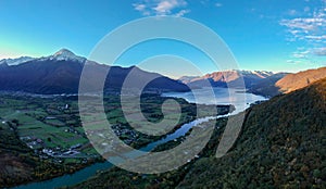 Panoramic view of Lake Como, Aerial view, Autumn