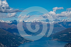 Panoramic view of Lake Como, Aerial view, Autumn