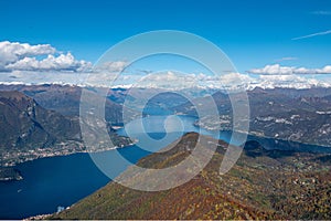 Panoramic view of Lake Como, Aerial view, Autumn