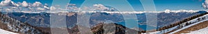 Panoramic view of lake Como and surrounding mountains as seen fr