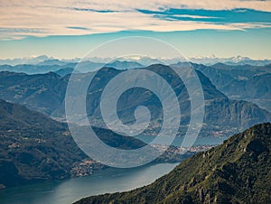 Panoramic view of Lake Como and Triangolo Lariano mountains photo