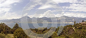 Panoramic view of lake garda from the hills around
