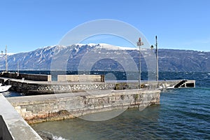 A panoramic view of Lake Garda on a stormy day - Brescia - Italy