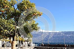 A panoramic view of Lake Garda on a stormy day - Brescia - Italy