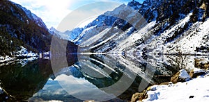 Panoramic view of Lake Gaube, Cauterets, Hautes Pyrenees, France