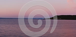 Panoramic view of Lake Huron at sunset, Manitoulin Island, ON, Canada