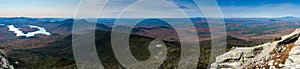 Panoramic view of Lake placid and Mc Kenzie wilderness from top of Whiteface mountain