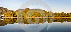 Panoramic view of the lake reflection