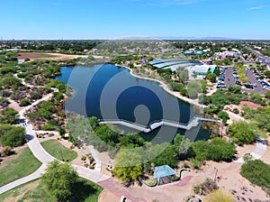 Panoramic View of Lake and Trails by Gilbert Public Library