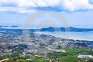 Panoramic view landscape and cityscape of Phuket City at Rang Hill in Phuket, Thailand