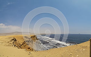 panoramic view Landscape in Paracas National Park Reserve, Pisco, Peru