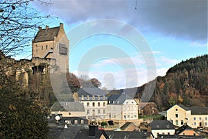 A panoramic view on Larochette, in Luxembourg in Autumn season