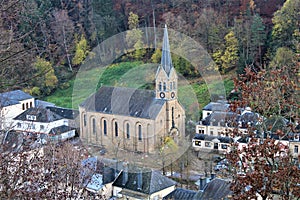 A panoramic view on Larochette, in Luxembourg in Autumn season