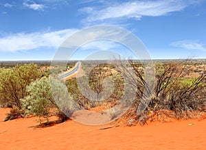 Panoramic view Lasseter Highway to Uluru, Australia Outback photo