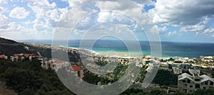 Panoramic view of Lebanese shore near the mouth of the river Nahr Ibrahim