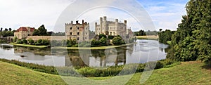 Panoramic view of Leeds Castle and moat, England, UK photo
