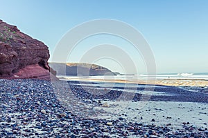 Panoramic view of Legzira beach, Morocco