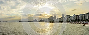 Panoramic view of Leme and Copacabana beaches in Rio de Janeiro