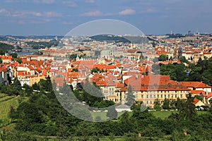 Panoramic view of Lesser Town Mala Strana in Prague, Czech Republic