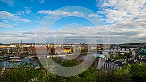 A panoramic view from Letna over Prague in the summer