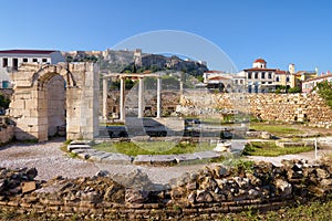 Panoramic view of the Library of Hadrian, Athens, Greece