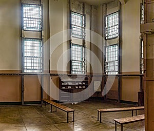 Panoramic view of the library and library of the federal maximum security prison of Alcatraz.