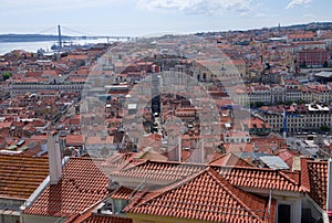 Panoramic view of Lisbon. - Bridge over the River Tagus