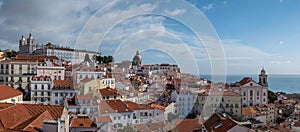 Panoramic view of the Lisbon old town in Alfama district in Lisbon, Portugal