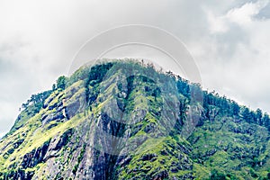 Panoramic view from little Adams peak to Ella rock in Ella, Sri Lanka