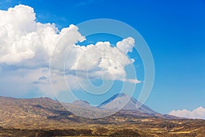 Panoramic view Little Ararat Mount in clear weather