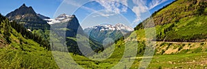 Panoramic view of Logan Pass in Glacier National Park, Montana