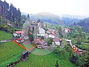 Panoramic view of the Lokva river valley from Predjama Castle - Postojna, Slovenia