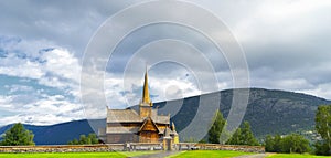 Panoramic View of the Lom Stave Church Norway