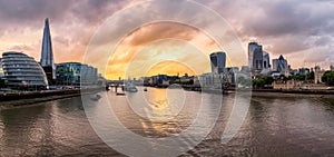 Panoramic view of London at sunset
