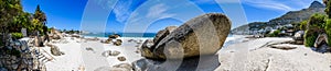 A panoramic view looking down on the beautiful white sand beaches of clifton in the cape town area of south africa.5