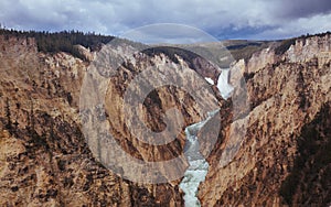 Panoramic View of Lower Falls of the Yellowstone River