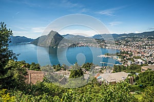 Panoramic view of Lugano, Ticino canton, Switzerland