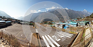 Panoramic view Lukla village and Lukla airport, Khumbu valley, Solukhumbu, Everest area, Nepal