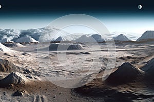 panoramic view of lunar mountains and craters from rovers perspective