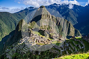 Panoramic view of Machu Pichu Ruins photo