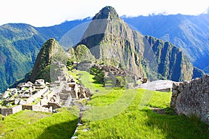 Panoramic view of Machupicchu world heritage site at Cusco Peru