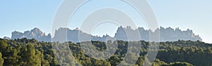 Panoramic view of the magic mountain of Montserrat in Catalunya (Spain). Famous Catalan mountain photo