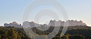 Panoramic view of the magic mountain of Montserrat in Catalunya (Spain). Famous Catalan mountain photo