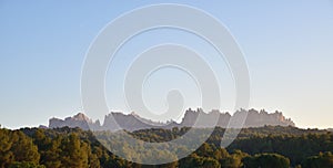 Panoramic view of the magic mountain of Montserrat in Catalunya (Spain). Famous Catalan mountain photo