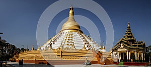 Panoramic view of the Mahazedi Pagoda under the midday sun, Bago, Bago region, Myanmar