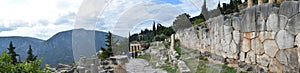 Panoramic view of the main monuments and places of Greece. Ruins of ancient Delphi. Oracle of Delphi photo